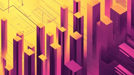 Poster - Abstract graphic with vertical bars and geometric shapes in vibrant colors.