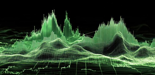 Poster - A digital representation of sound waves in vibrant green tones.