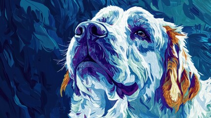 Poster - A vibrant, artistic portrayal of a dog with expressive features against a colorful background.