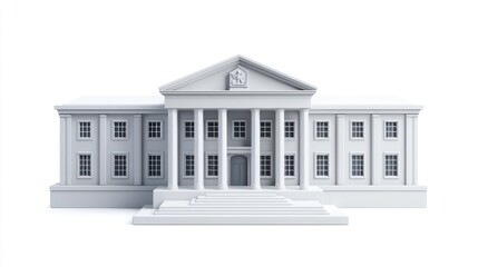 Poster - A classical-style building with columns and steps, resembling a government or educational institution.