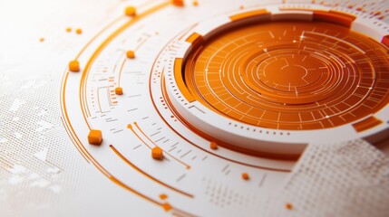 Poster - Abstract digital design featuring circular patterns and orange accents.