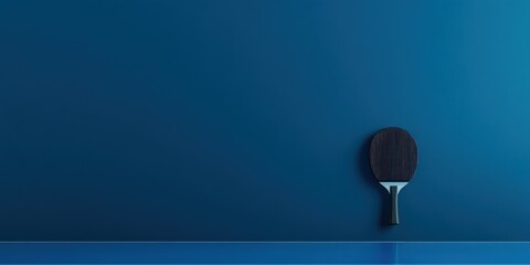 Poster - A ping pong paddle rests against a blue backdrop, emphasizing simplicity and focus.