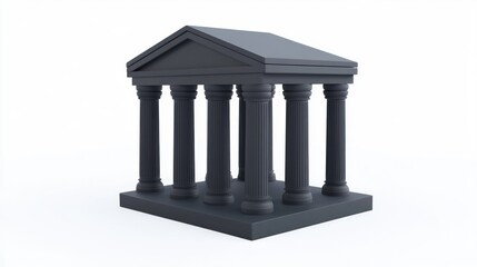Poster - A 3D model of a classical building with columns, representing architectural design.