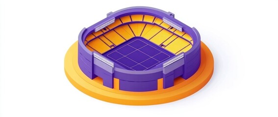 Aufkleber - A stylized illustration of a sports stadium with vibrant colors and a circular base.