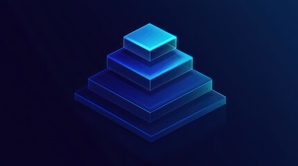 Poster - A stylized, layered geometric design in blue hues, suggesting depth and modernity.