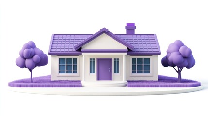 Poster - A stylized purple house with trees, showcasing a whimsical architectural design.