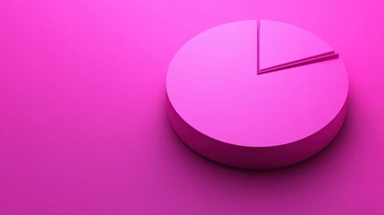 Poster - A vibrant pink pie chart with a small segment highlighted, representing data visualization.