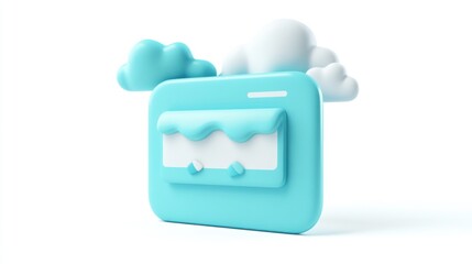 Fototapete - A stylized, minimalist representation of a weather widget with clouds and raindrops.