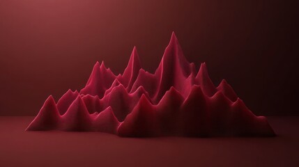 Poster - A stylized mountain range in shades of red, creating a dramatic and abstract landscape.