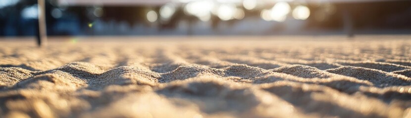 Poster - Close-up of sandy ground with soft textures, illuminated by warm sunlight.
