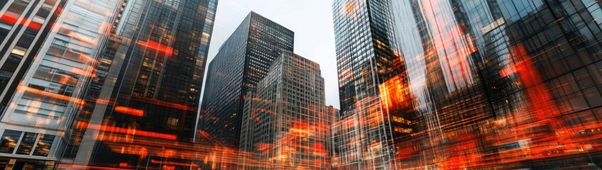 Poster - Abstract cityscape with dynamic lighting effects, showcasing modern architecture.