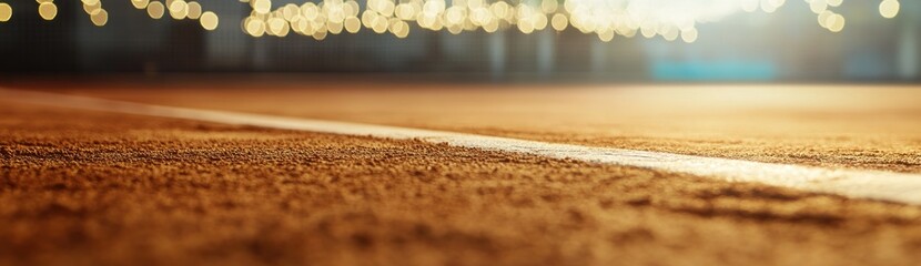 Poster - A close-up view of a sports court with warm lighting in the background.