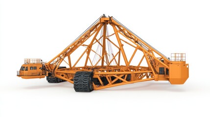Aufkleber - A large orange crawler crane designed for heavy lifting and construction tasks.