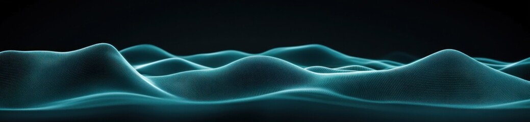 Poster - Abstract representation of waves or sound frequencies in a digital style.