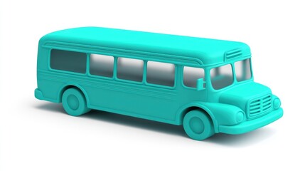 Poster - A turquoise toy bus, designed for play and imagination.
