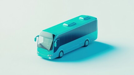 Poster - A stylized bus illustration in a soft color palette, showcasing transport design.