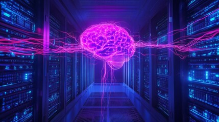 Poster - Exploring neural connectivity in data centers technology visualization digital realm futuristic environment cyber concept