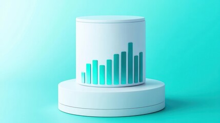 Poster - A minimalist 3D representation of a bar graph on a pedestal, symbolizing data analysis.