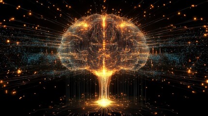 Poster - exploring the neural network digital art depicting brain functionality technology abstract high-defi