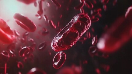 Poster - microscopic action of red blood cells body scientific visualization healthcare close-up human biolog