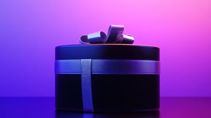 Poster - A beautifully wrapped gift box with a ribbon against a colorful background.