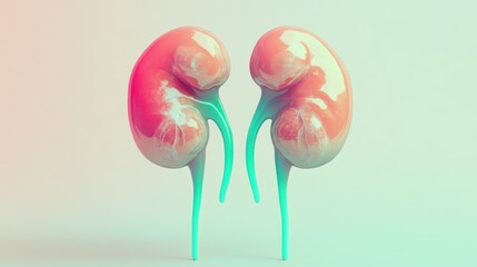 Poster - A stylized representation of human kidneys in vibrant colors.