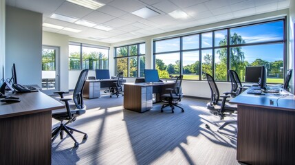 Poster - Modern office space design corporate environment interior photography bright atmosphere professional viewpoint productivity concept