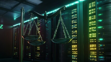 Poster - data security measures in modern technology server room digital art high-tech environment futuristic