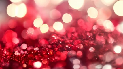Poster - Abstract video of red glitter sparkling with warm bokeh lights, evoking a glamorous and enchanting holiday ambiance.
