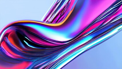 Poster - A close-up of vibrant, colorful metallic liquid flowing smoothly with gradients of pink, blue, and purple, giving a futuristic and artistic feel.