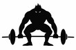 © Zobeda - Weightlifter lifts big barbell vector silhouette.