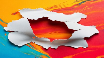 Poster - Creative torn paper art revealing colorful background studio setting graphic design vibrant colors artistic concept for visual impact