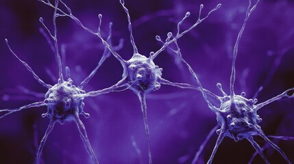 Poster - Microscopic view of neurons showcasing their intricate structures and connections.