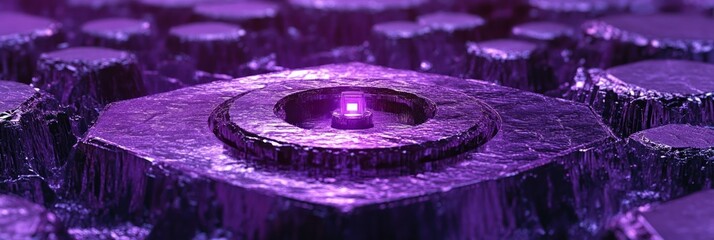 Aufkleber - A futuristic, purple-toned abstract design featuring concentric shapes and textures.
