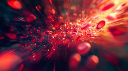 Poster - dynamic flow of blood cells in motion abstract visualization medical science digital art close-up he
