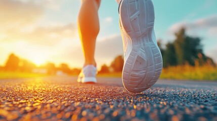 Poster - a close up shot of a runner feet hitting the pavement, emphasizing the perseverance and dedication r