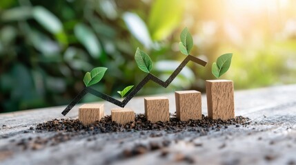 Poster - a chart with a line steadily trending upwards, representing investments, financial growth, and long 