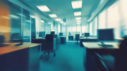 Poster - Dynamic office space modern workplace digital environment professional setting wide angle productivity concept