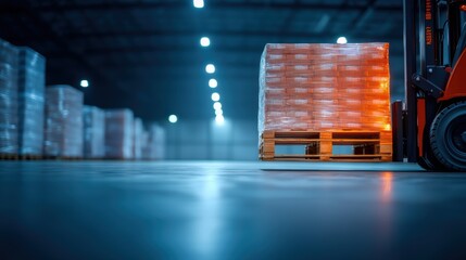 Poster - A forklift carefully placing a pallet of goods onto a truck, emphasizing the precision and care involved in the freight industry.