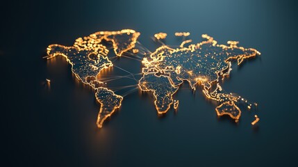 Poster - A world map with glowing lines representing air traffic routes, illustrating the interconnectedness of the global aviation network.