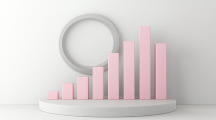 Aufkleber - A minimalist graphic representation of increasing bar charts within a circular frame.