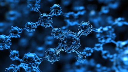 Aufkleber - Abstract representation of molecular structures in blue tones, showcasing scientific themes.