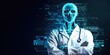 © CassiOpeiaZz - Medical AI treatment biometrics concept. A digital representation of a futuristic doctor with a glowing, technological appearance, symbolizing the integration of AI in healthcare.