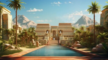 Wall Mural - A mysterious ancient Egyptian scenery. 4k animated video