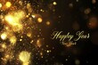 © Ety - Happy new year hanging stars decoration poster golden frame