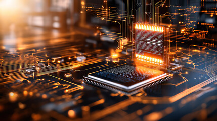 Aufkleber - conceptual image of technology and innovation with circuits and chips