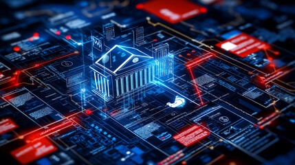 Poster - digital infographic showcasing election protection technology and data