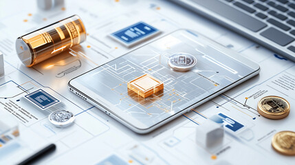 Poster - digital tablet displaying cryptocurrency and financial data analysis