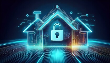 Poster - Smart Home Security System concept background.