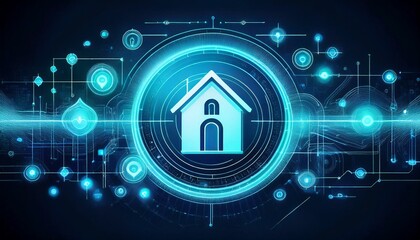 Poster - Smart Home Security System concept background.